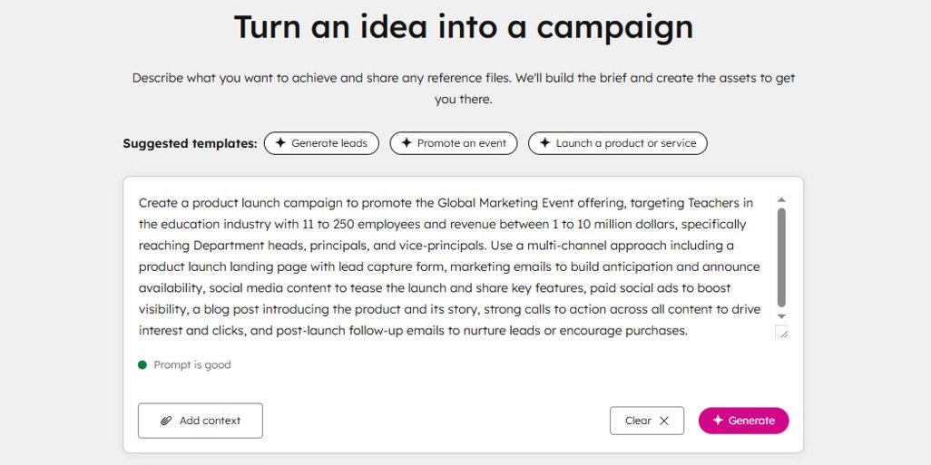 Screenshot of HubSpot Marketing Studio with AI